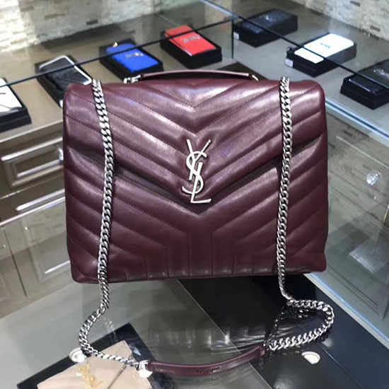 Borsa Saint Laurent Media Loulou Con Catena Bordeaux 459749