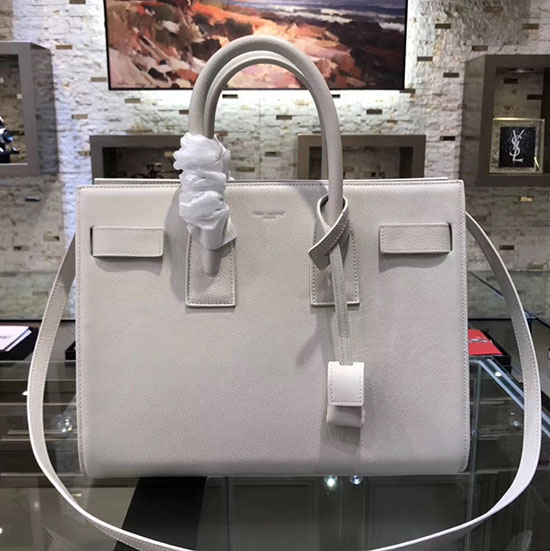 Borsa Saint Laurent Sac De Jour Souple In Pelle Di Capra Bianca 378299