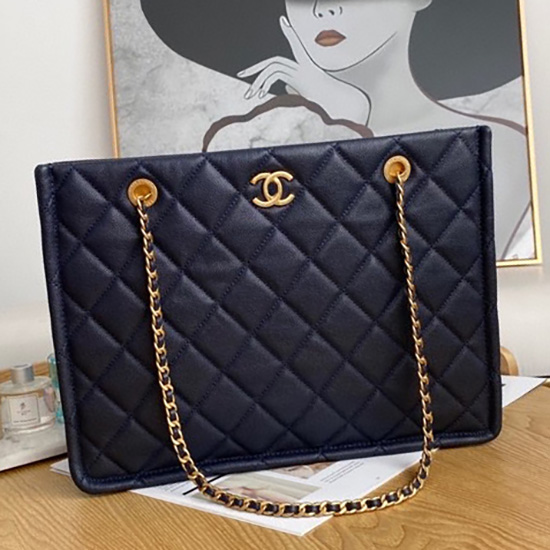 Borsa Shopping Grande Chanel Blu As2360