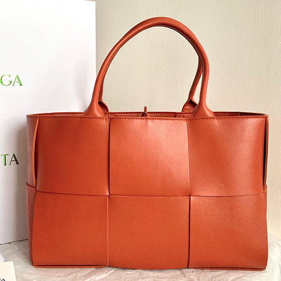 Borsa Tote Bottega Veneta Arco Maxi Intrecciata Arancione B6091757