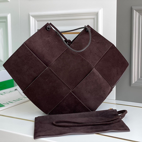 Borsa Tote Bottega Veneta In Pelle Scamosciata Intrecciata Caffè B72901