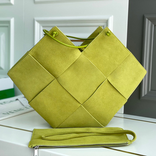 Borsa Tote Bottega Veneta In Pelle Scamosciata Intrecciata Verde B72901