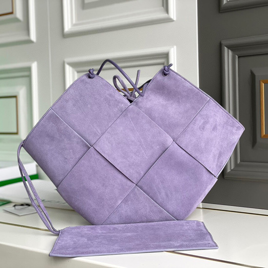 Borsa Tote Bottega Veneta In Pelle Scamosciata Intrecciata Viola B72901