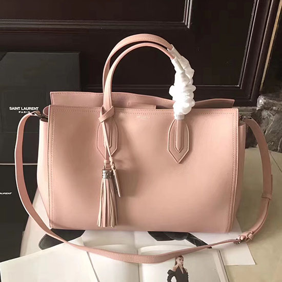 Borsa Tote Cabas Saint Laurent In Pelle Di Vitello Rosa 464229