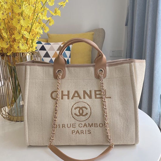 Borsa Tote Chanel Cabas In Tela Beige A66941