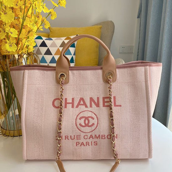 Borsa Tote Chanel In Tela Cabas Rosa A66941