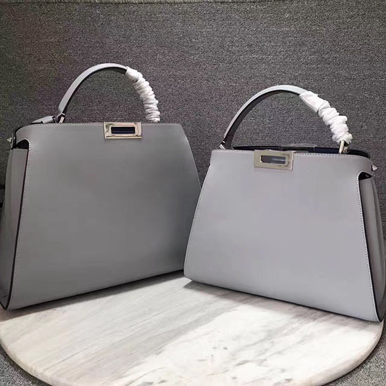 Borsa Tote Fendi Peekaboo Grigio Chiaro Pelle Originale F280504