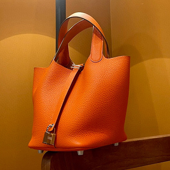 Borsa Tote Hermes Picotin Lock 22 Arancione H82301