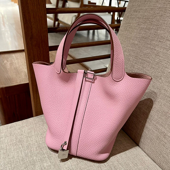 Borsa Tote Hermes Picotin Lock 22 Rosa Sakura H82301