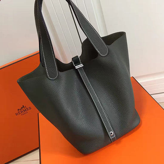 Borsa Tote Hermes Picotin Lock 22 Togo In Pelle Nera HP1112