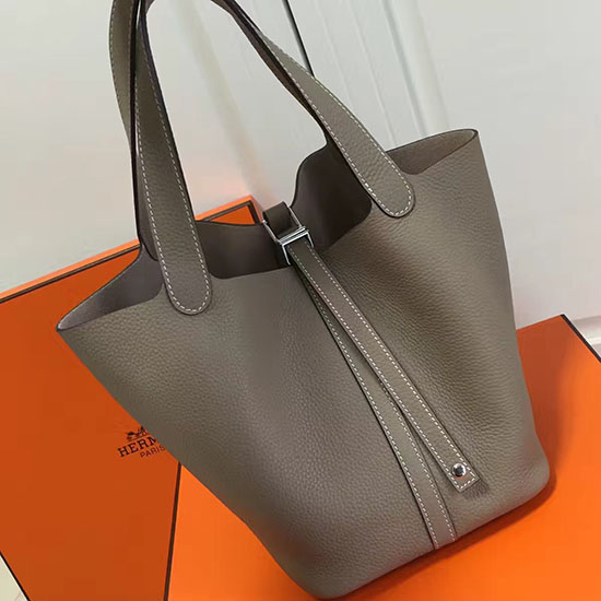 Borsa Tote Hermes Picotin Lock 22 Togo Pelle Grigia HP1112