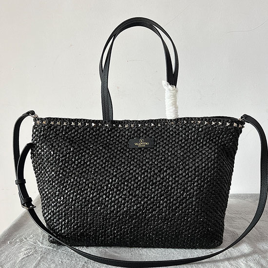 Borsa Tote In Rafia Valentino Garavani Nera V22017