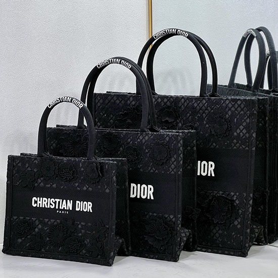 Borsa Tote Libro In Tela Ricamata Dior Nera M1286609