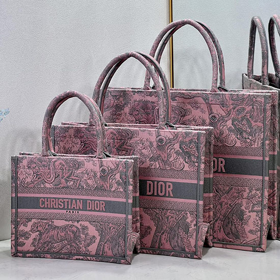 Borsa Tote Libro In Tela Ricamata Dior Rosa M1286609