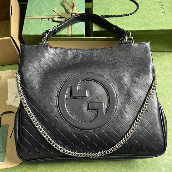 Borsa Tote Media Gucci Blondie Blu Navy 751516