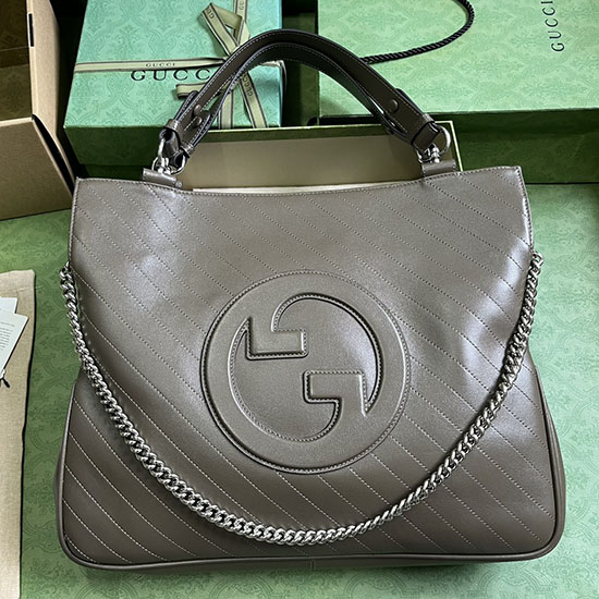 Borsa Tote Media Gucci Blondie Grigia 751516