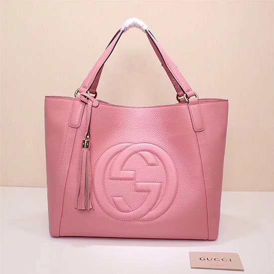 Borsa Tote Media Gucci Soho In Pelle Rosa 282309