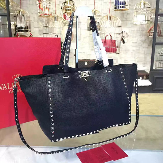 Borsa Tote Media Valentino Rockstud Noir V1125