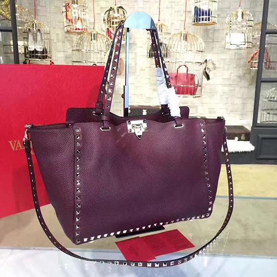 Borsa Tote Media Valentino Rockstud Viola V1125