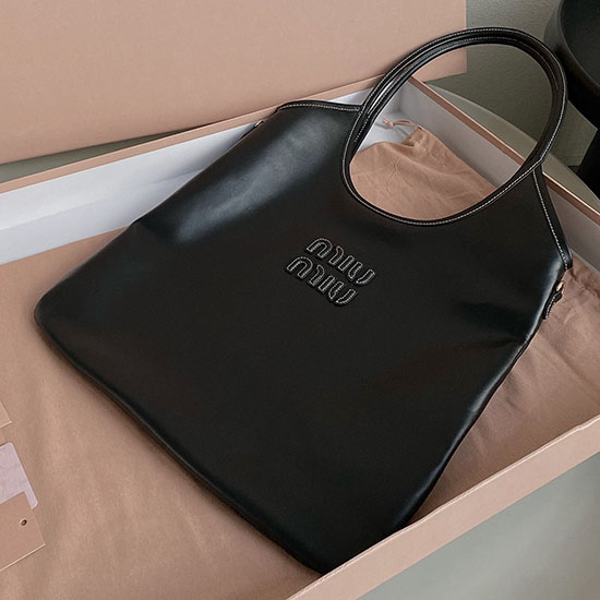 Borsa Tote Miu Miu In Pelle Edera Nera 5bg231