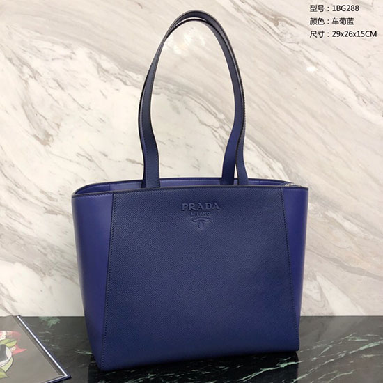 Borsa Tote Prada In Pelle Saffiano Blu 1bg288