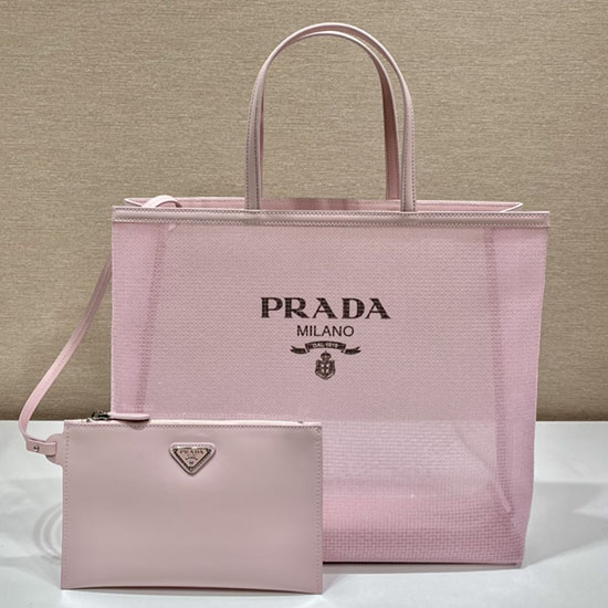 Borsa Tote Prada In Rete Con Paillettes Rosa 1bg416