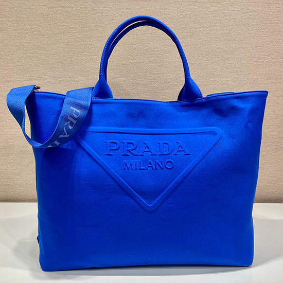 Borsa Tote Prada In Tela Blu 2vg081