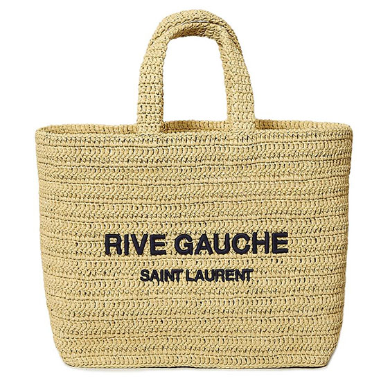 Borsa Tote Saint Laurent In Rafia Rive Gauche Beige 688864