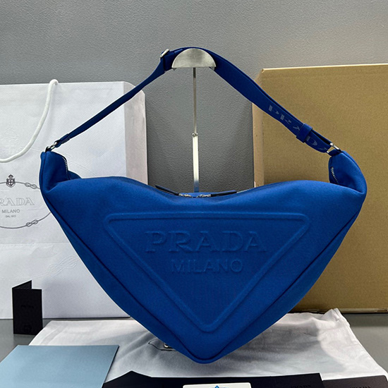 Borsa Triangolare Prada In Tela Blu 2vy007