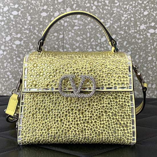 Borsa Valentino Mini Vsling Con Strass Gialla V0097