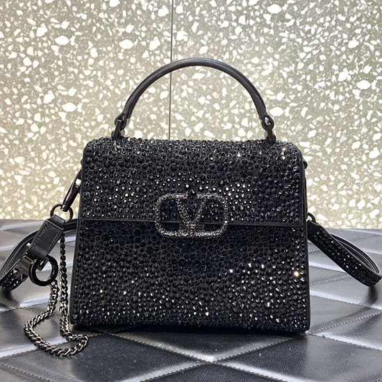 Borsa Valentino Mini Vsling Con Strass Nera V0097