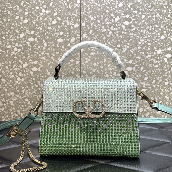 Borsa Valentino Mini Vsling Con Strass Verde V0098