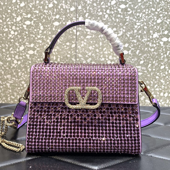 Borsa Valentino Mini Vsling Con Strass Viola V0097