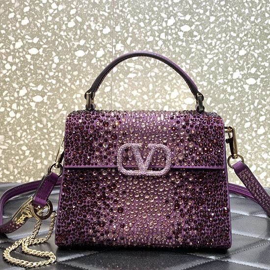 Borsa Valentino Mini Vsling Con Strass Viola V0098