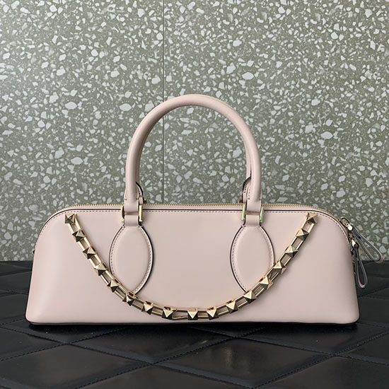 Borsa Valentino Rockstud East-West In Pelle Di Vitello Rosa Chiaro V0273