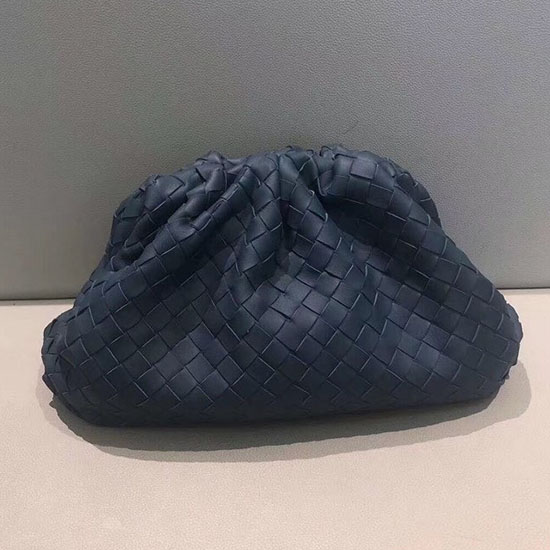 Bottega Veneta In Pelle Intrecciata La Pochette Deep Blue 576175