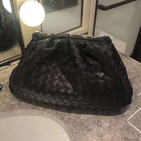 Bottega Veneta In Pelle Intrecciata La Pochette Nera 576175