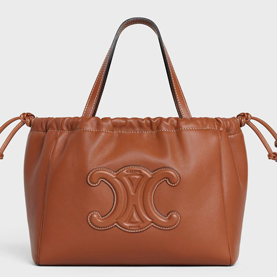 Celine Cabas Piccola Con Coulisse Cuir Triomphe Tan C35307