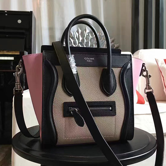 Celine Nano Bagaglio Beige E Rosa In Pelle Originale Cl112510