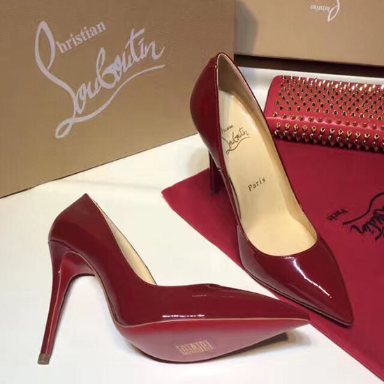 Christian Louboutin Pompa Tacco Alto In Vernice Bordeaux Cl004