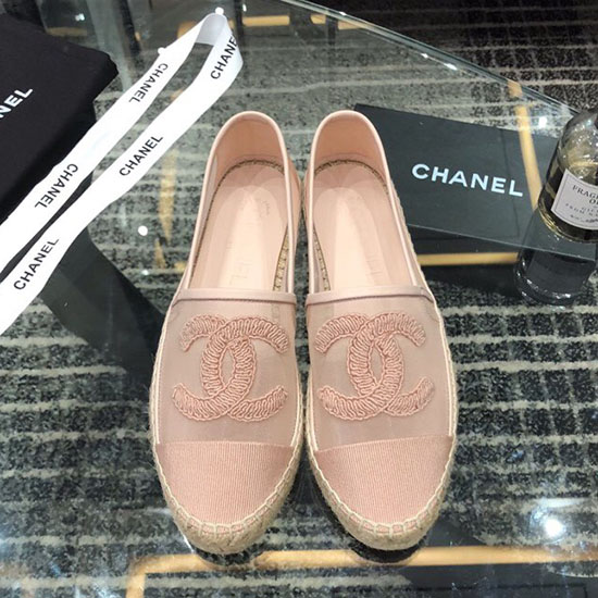 Espadrillas Chanel In Rete E Gros Grain Rosa C15063