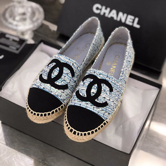 Espadrillas Chanel In Tweed Azzurro C18061