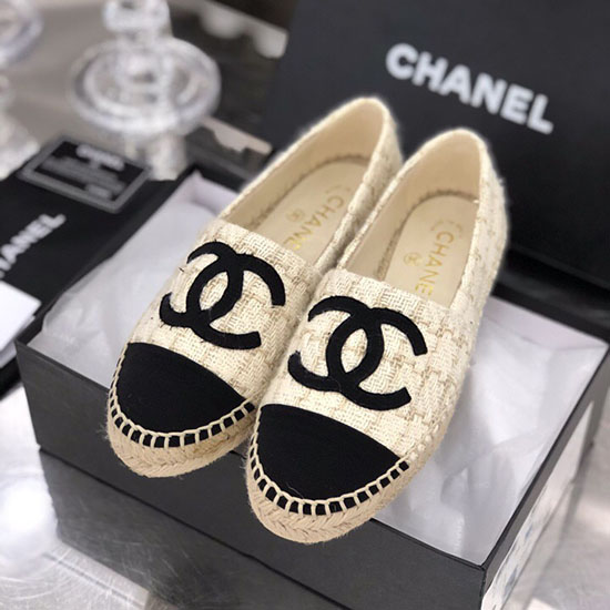 Espadrillas Chanel In Tweed Bianche C18061