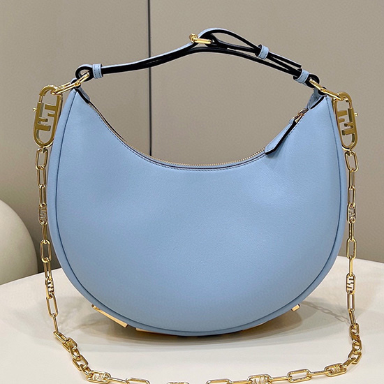 Fendi Borsa Fendigraphy Piccola In Pelle Azzurra F80056