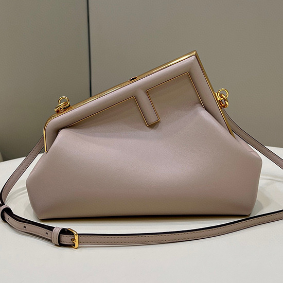 Fendi First Borsa Piccola In Pelle Beige F80018