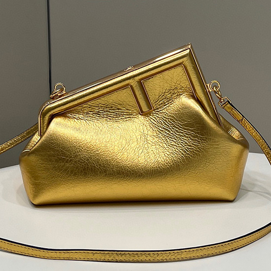 Fendi First Borsa Piccola In Pelle Oro F80033