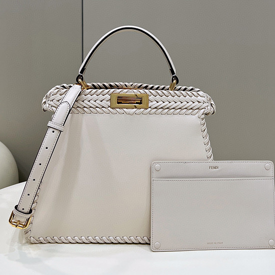 Fendi Peekaboo In Pelle Di Vitello Bianco F80051