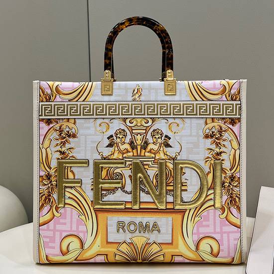 Fendi Sunshine Borsa Shopping Media Fendace Stampata F8009201