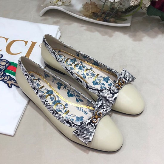 Gucci Ballerine In Pelle Con Fiocco In Nastro Web 512464a