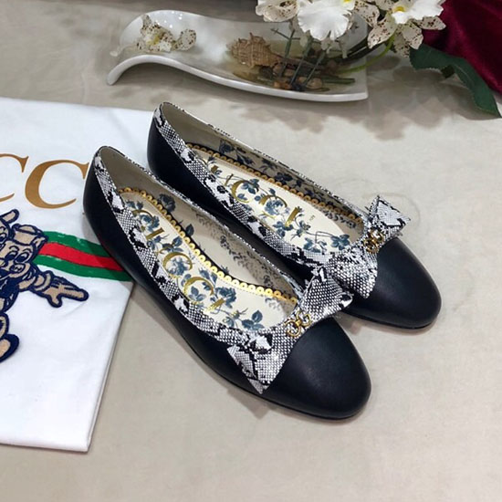 Gucci Ballerine In Pelle Con Fiocco In Nastro Web 512464b